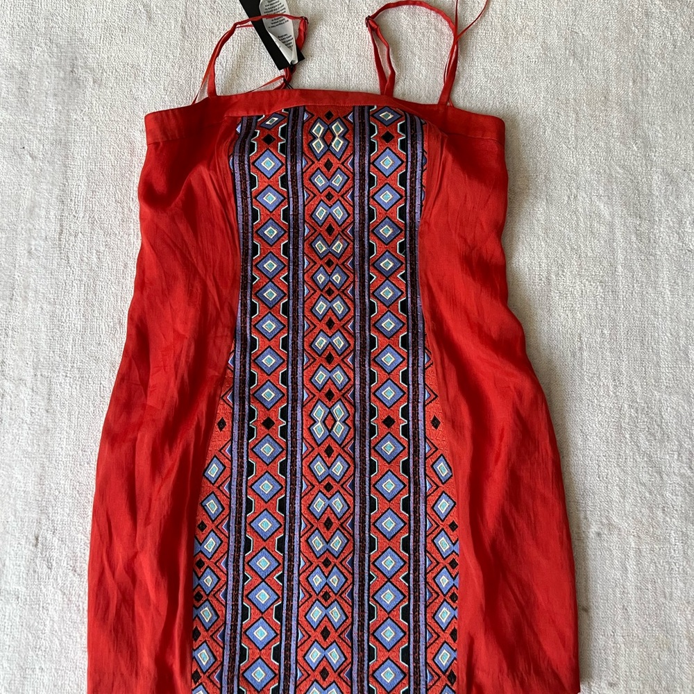 NWT Seduce Women’s Dress Pencil Tribal Print Orange Red Size 8